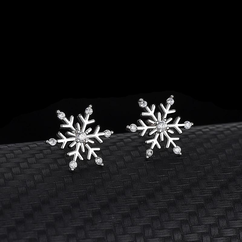 Snowflake Shape Sterling Silver Earrings Necklace Two piece Set