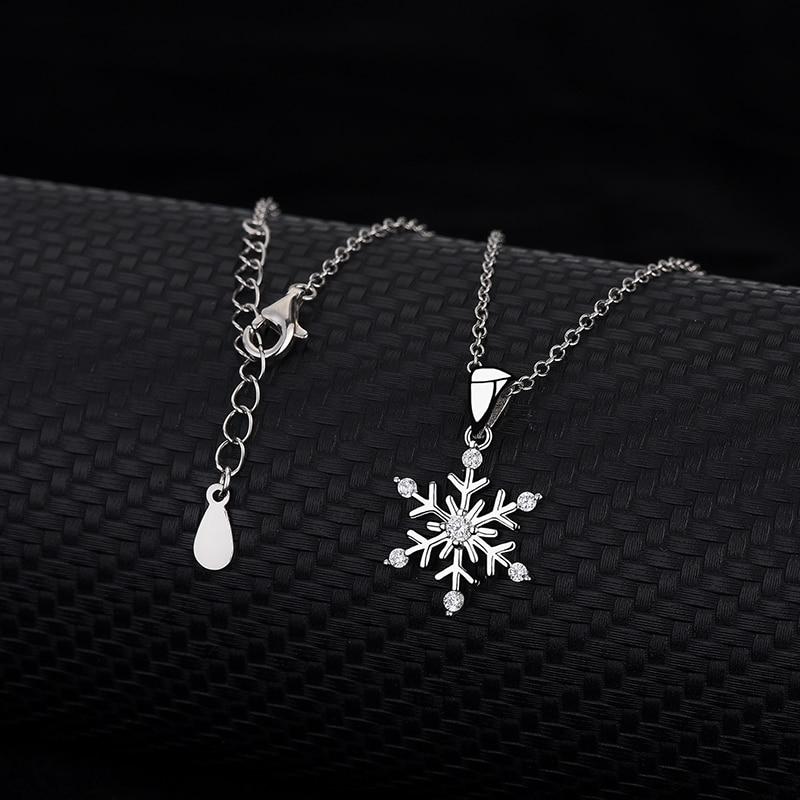 Snowflake Shape Sterling Silver Earrings Necklace Two piece Set