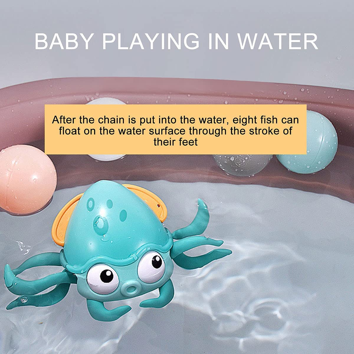 Cute Octopus Clockwork Bath Toys, Crawling Octopus Floating Toy for Baby