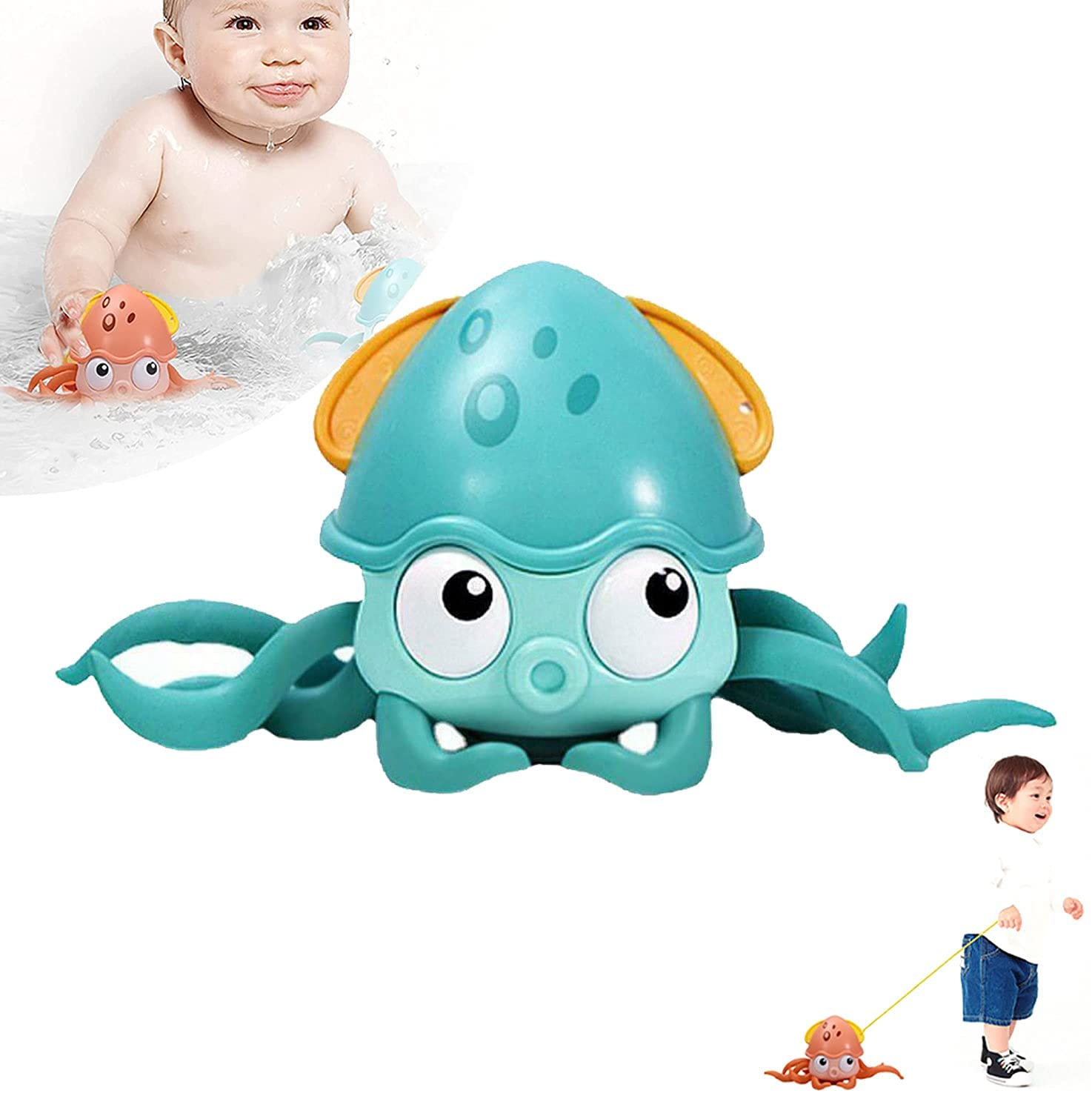 Cute Octopus Clockwork Bath Toys, Crawling Octopus Floating Toy for Baby